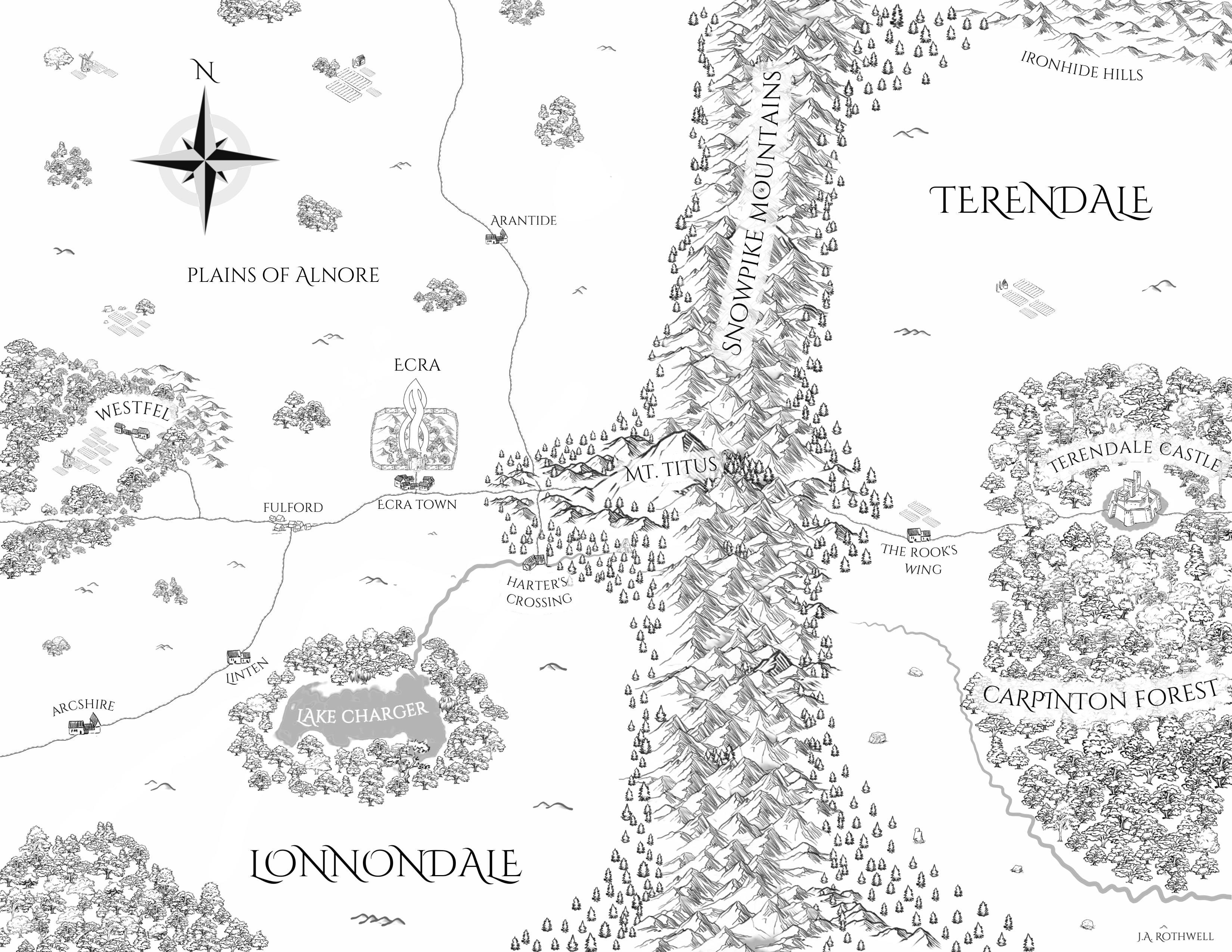 Map of the Frontier between Lonnondale and Terendale from the Dragonscier Chronicles
