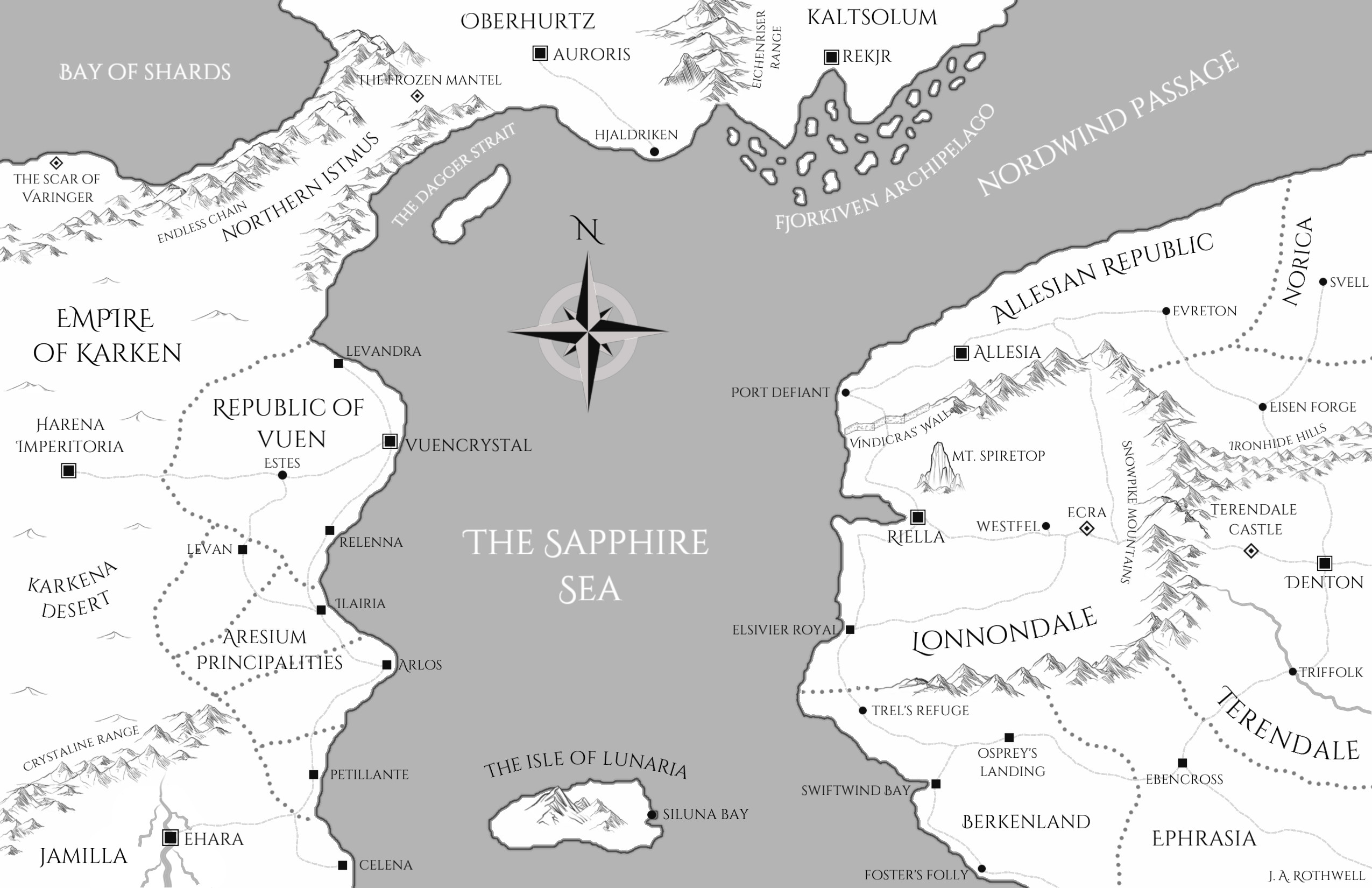 Worldmap of Norvander from the Dragonscier Chronicles